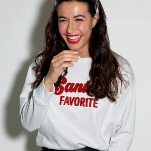 White Long Sleeve Relaxed Sweatshirt with Santa's Favorite Print